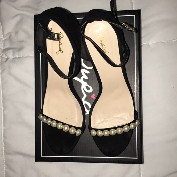 Black suede high heel sandals - Picture 3 of 3